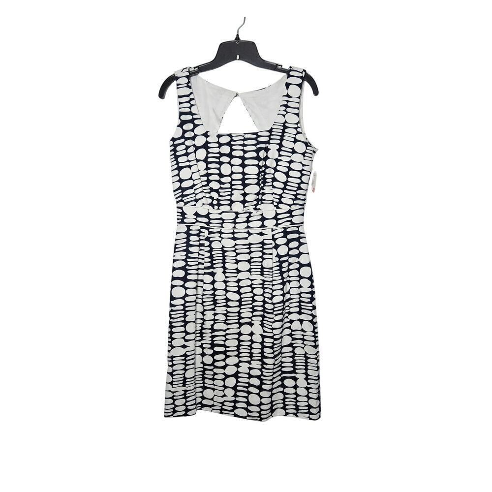 NWT Antonio Melani Open Back Navy/White Cotton Sleeveless Sheath Dress Size 4